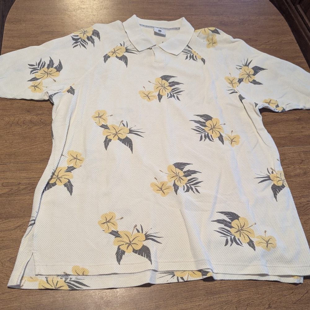 Columbia White Polo with Yellow Floral Print